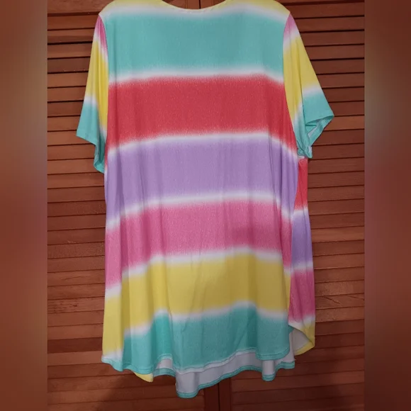 Colorful Striped V-Neck Women's Top Honey Me Curvy 3xl - Picture 2 of 8